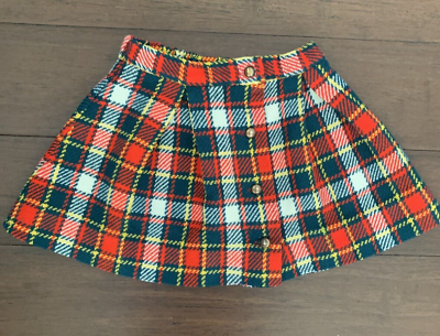#ad Vintage 1960#x27;s Sears Pooh Collection Girl#x27;s Red Green White Plaid Skirt Size 5 $24.99