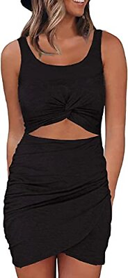 #ad Zalalus Summer Twist Front Club Party Dresses for Women Sleeveless Cutout $7.99