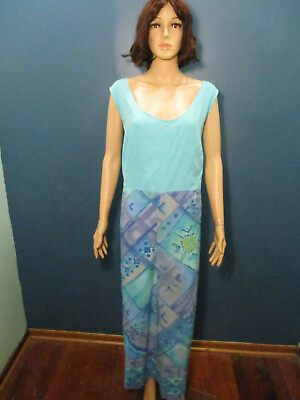 #ad plus size 4X blue with purple decorative print sheath dress unbranded $26.99