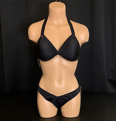 #ad Victoria#x27;s Secret PINK Bikini Push Up Triangle Top V Front Itsy Bottom Medium $18.45