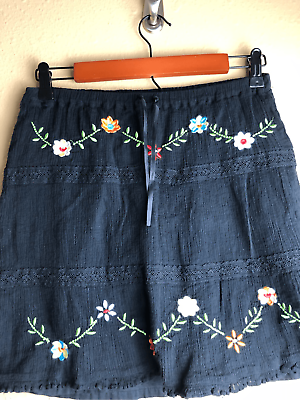 #ad Girls Old Navy Embroidered floralCotton with Elasticized Waist Skirt size 12 $14.00