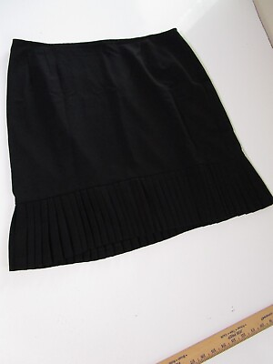 #ad Dressbarn Womens Skirt 16W Black Short Pleated Back Zip $10.99