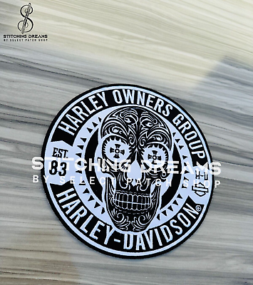 #ad HARLEY DAVIDSON SUGAR SKULL Jacket Back Patch 10quot; Harley Skull Embroidered Patch $32.40