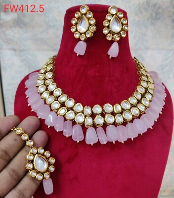 #ad #ad wedding necklace Set Kundan Party Wear Necklace Set Wedding Gifts Handmade Set $24.75