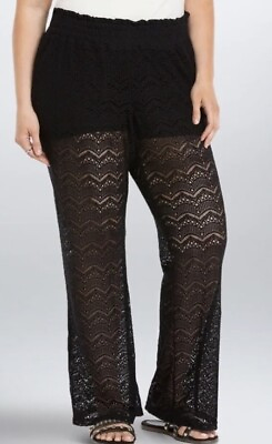 Torrid Flare Lace Pants Black Elastic Waist Size 2 00 $48.00