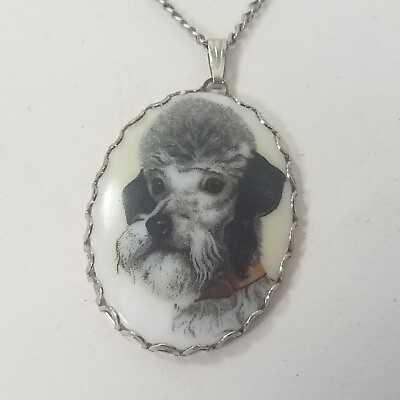 #ad #ad Poodle Dog Cameo Necklace Pendant Schnauzer $19.99