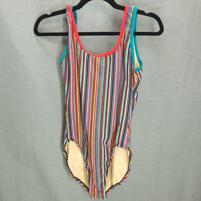 NWOT Vintage High Waist Low Back Stripes Colorful Women#x27;s Swimsuits Size 14 $32.00