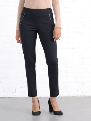 #ad McLaughlin Black Ross Ankle Pants Matte Jersey Knit Stretchy Slim Leg Pull On 10 $85.00
