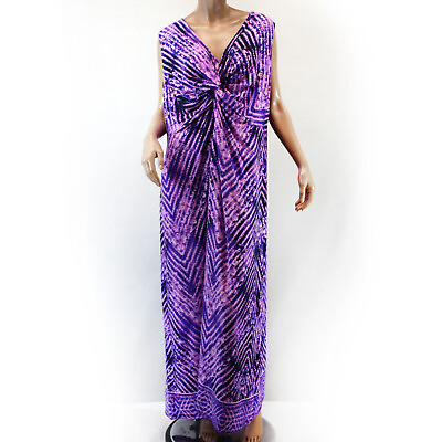 #ad Catherines Plus Purple Stripe Twist Fit amp; Flare Maxi Dress 2X 22 24W $55.99