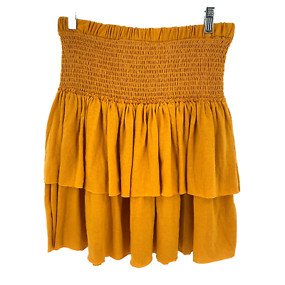 #ad Saturday Sunday Anthropologie Womens Mustard Tiered Ruffle Bailee Skirt Med EUC $32.97