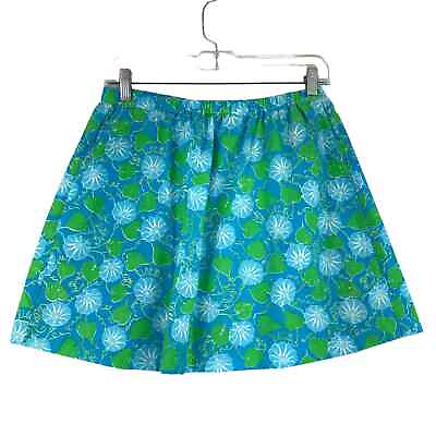 #ad Vintage Lilly Pulitzer Womens Size L Skirt The Lilly Green Blue Floral Print 60s $101.96