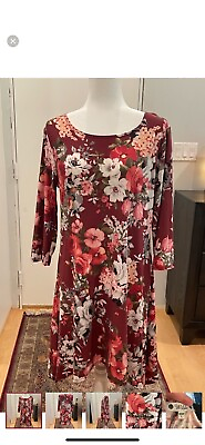 #ad Long Sleeve Knee Length Floral Dress $8.00