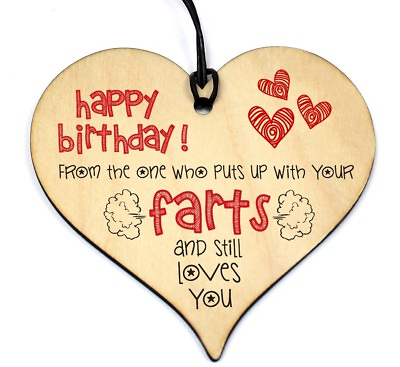 #ad #634 Birthday Gift Novelty Plaque Funny up with Farts Hanging Funny Wood Heart GBP 3.83