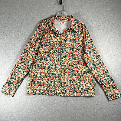 Sears Womens Size 44 Vintage Perma Prest Long Sleeve Button Up Floral Excellent $25.00