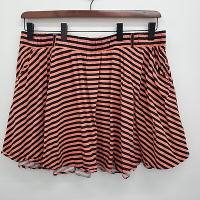 #ad Torrid Womens Striped Skater Mini Skirt Plus Size 4X Orange Black Elastic Waist $22.98