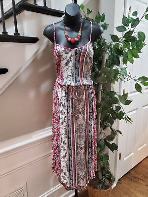 #ad Knox Rose Women Multicolor Floral Rayon Scoop Neck Sleeveless Long Maxi Dress XL $28.00