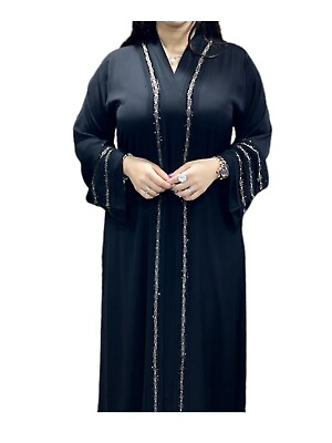 #ad Women Abaya Kaftan Maxi Dress Eid Dubai Hijab Islamic 100 % Silk XL $75.00