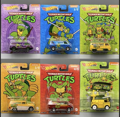 2022 Hot Wheels Premium Teenage Mutant Ninja Turtles Full Set 5 Plus Party Wagon $55.00