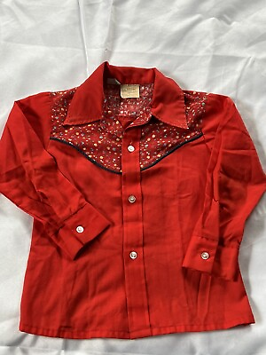 Vintage 1950’s Western Wear Shirt Red Floral Sears Size 5 Gently Used Button $27.00
