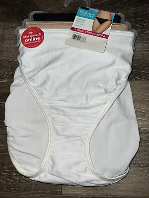 #ad Vanity Fair Radiant Womens String Bikini Underwear Panties 3 Pair Nylon A 2XL $22.24