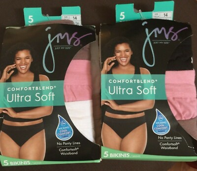 #ad JMS 5 Pair Pack Bikini Panties Plus Size 14 Dress Size 34 36 Choose Color Pack $29.99