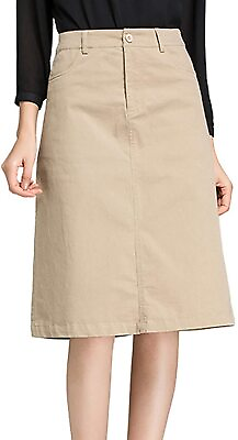 #ad Women#x27;s Elegant High Waist Zip Fly Package Hip Work Wear Midi A Line Skirt Kh M $16.99