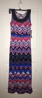 #ad NY Collection Long Maxi Dress Women’s Size Petite PXS Colorful New $13.99