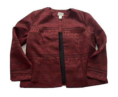 #ad Kari New York Jacket Shirt Set Size 16 Open Front Poly Boho Length 26” #ST13 $14.00