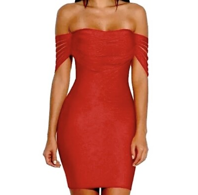#ad Miss Circle Bandage Bodycon Dress Red Sexy Party Women#x27;s Size Large EUC $19.99