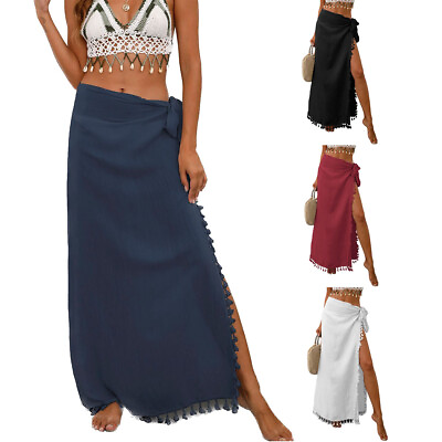 #ad Women#x27;s Sarong Swimsuit Coverups Chiffon Long Bikini Wraps Beach Cover Up Skirt $14.99