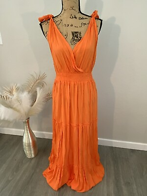 #ad Orange Long Summer Dress $12.99