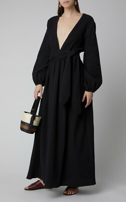 MARA HOFFMAN Black Gauze Lightweight LUNA Maxi Cover Up Beach Dress MEDIUM EUC $319.20