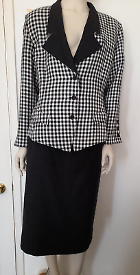 #ad Vintage Ladies Checkered Skirt Suit Size 14 GBP 25.00