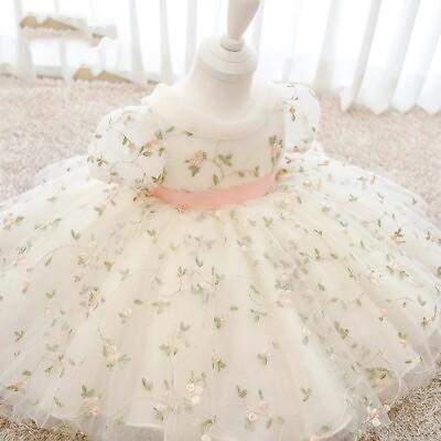 #ad Toddler Girls Baby Dress Floral Princess Party Wedding Tulle Tutu Dress Pageant $17.99