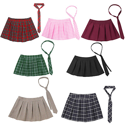 #ad US Women Schoolgirls Cosplay Fancy Dress Sexy Mini Skirt Necktie Lingerie Sets $10.83