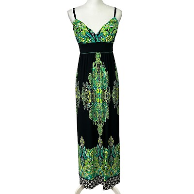 #ad Snap Women’s Maxi High Waist Dress Sz Small Multi Bright Colors Boho Peasant $28.01