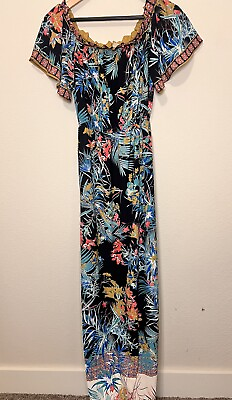 #ad Flying Tomato Women’s Off Shoulder Tropical Floral Maxi Dress Short Sleeve Boho $23.00