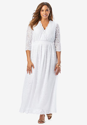 Jessica London Women#x27;s Plus Size Scallop Lace Maxi Dress $91.53