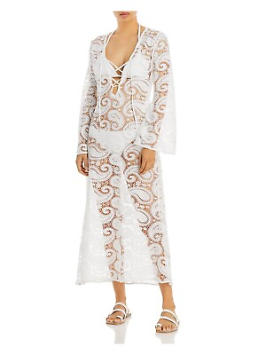 #ad CHARINA SARTE Women#x27;s White Paisley Swimsuit Cover Up S $44.99