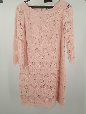 #ad J Howard Womens 3 4 Sleeve Peach Lace Cocktail Dress Size 10 Zip $29.98