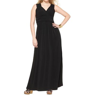 #ad NY Collection Women#x27;s Plus Size Ruched Sleeveless Empire Maxi Dress $15.99