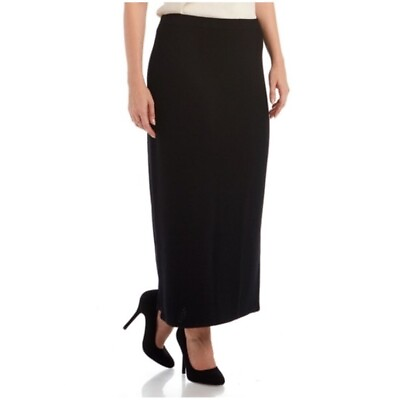 #ad St. John Basics Santana knit size 4 maxi skirt black back slit elastic waist $68.50