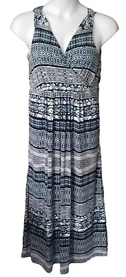 #ad Covington Women#x27;s Size XL Petite Maxi Sleeveless Dresss Blue Print $12.73