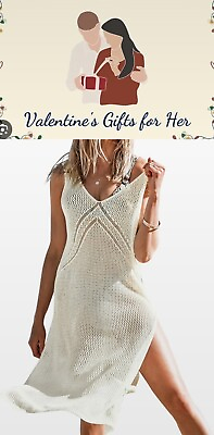 #ad CUPSHE Women Crochet Swimsuit Cover Up Sleeveless Hollow Out Long Swim $32.00