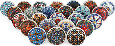 #ad Dresser Knobs for Cabinets and Drawers Assorted Decorative Mandala Ceramic Pul $42.99