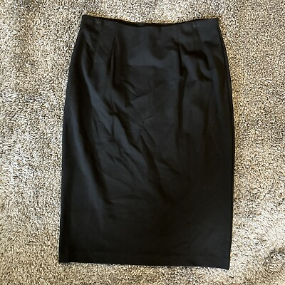 #ad Eileen Fisher Pull On Pencil Skirt Black Business Casual Stretch Womens Medium $33.90