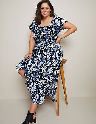 #ad US 20 Plus Size Womens Maxi Dress Blue $11.05