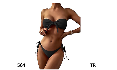 #ad #ad ZAFUL Women Strapless Bikini SwimsuitTieSide Scrunch Butt Bandeau Bikini SetXL $15.98