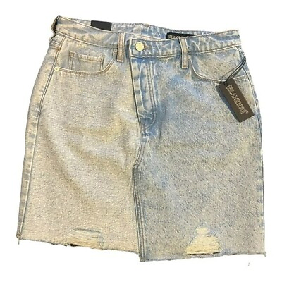 #ad Blank NYC Denim Jean Mini Skirt Asymmetrical Zipper High Rise Size 29 NWT $32.98