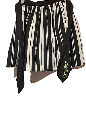 #ad Unique Vintage Beetle Juice Skirt Black White Stripe $9.99